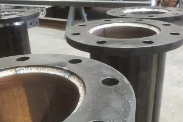 Close-up of welded flanges